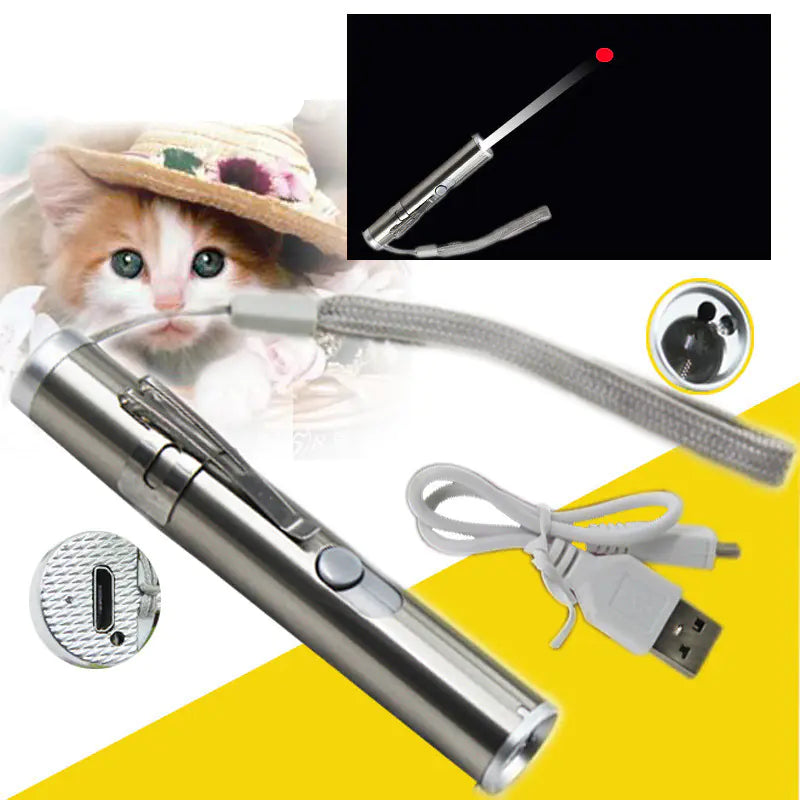 USB Rechargeable Laser Cat Toy with Moonlight Lamp